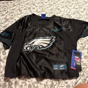 NFL Eagles Black and Teal Jersey Women Crop Top